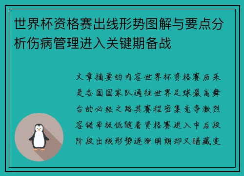 世界杯资格赛出线形势图解与要点分析伤病管理进入关键期备战 世界杯资格赛出线形势图解与要点分析伤病管理进入关键期备战